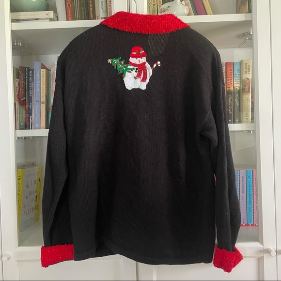 Vintage Snowman Christmas Cardigan Sweater M - Picture 3 of 15